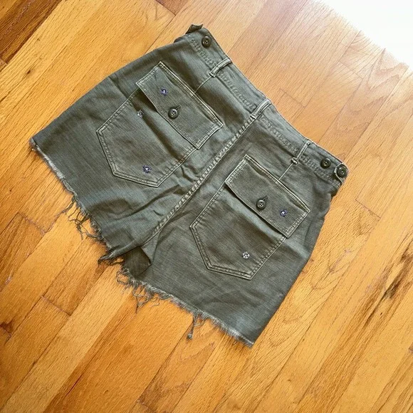 American Eagle Shorts High Rise Embroidered Floral Utility Raw Hem Boho‎ Cottage - Picture 5 of 9